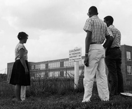 Prince Edward students looking at closed school, circa 1961.